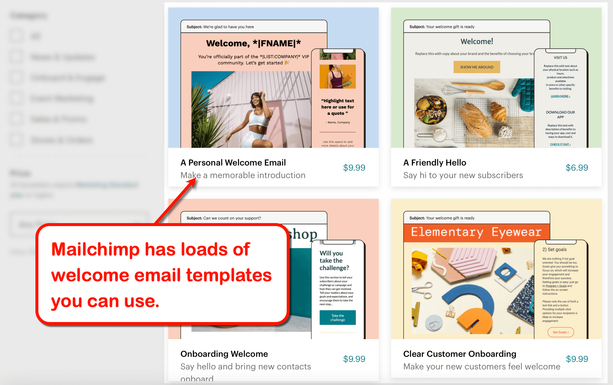 Mailchimp email templates.