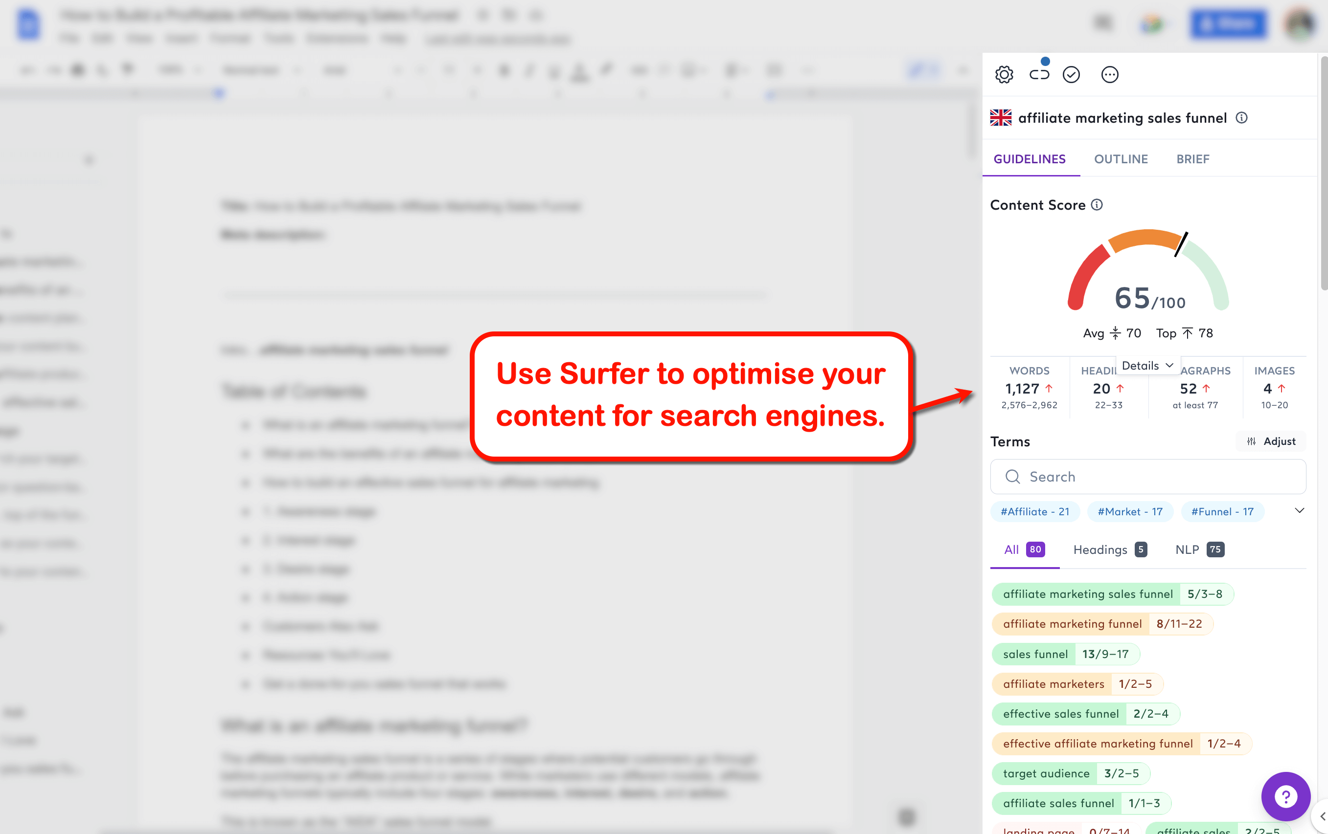 Optimise your content for search with Surfer.
