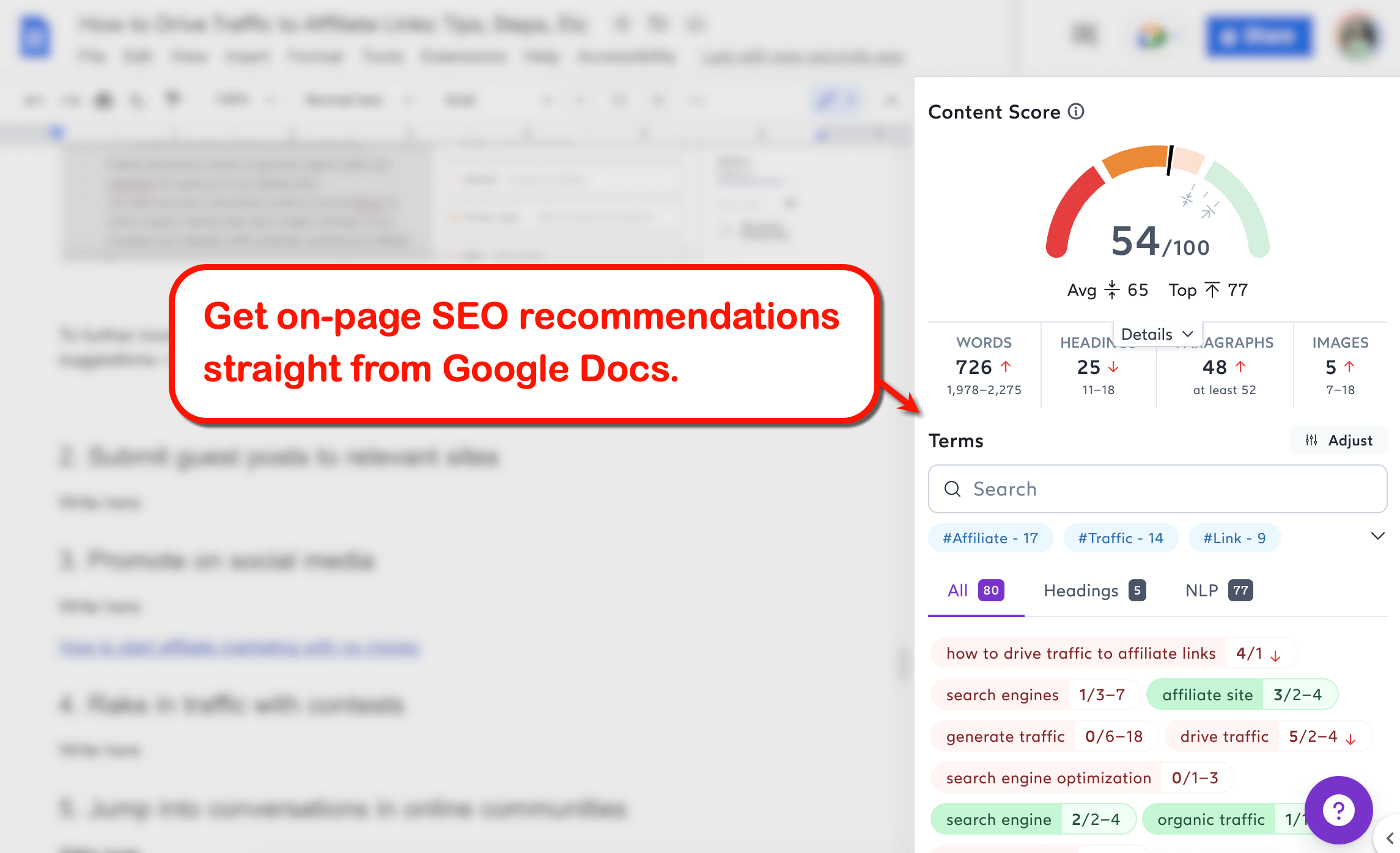 Get on-page optimisation suggestions.