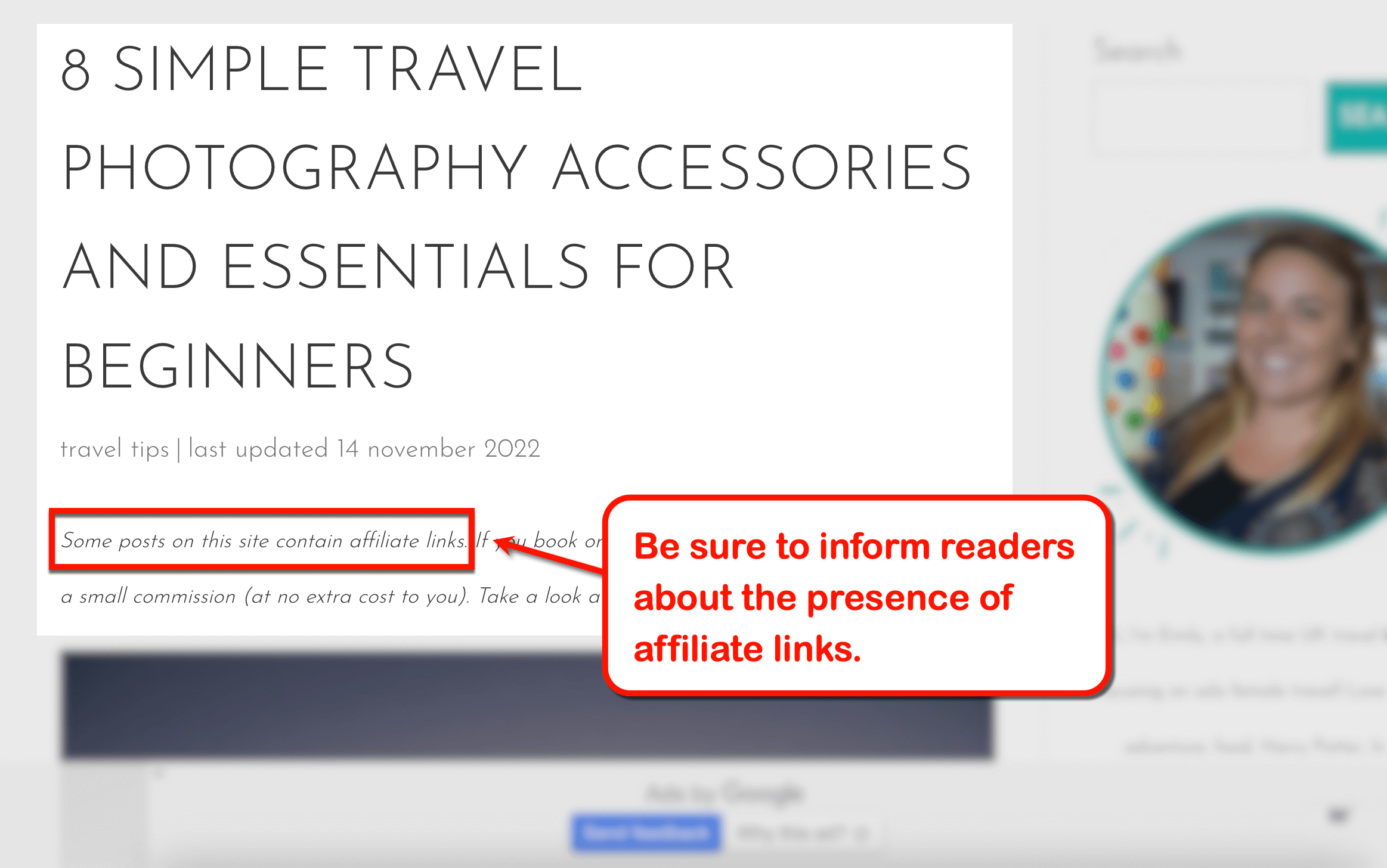 Inform readers about the affiliate links.